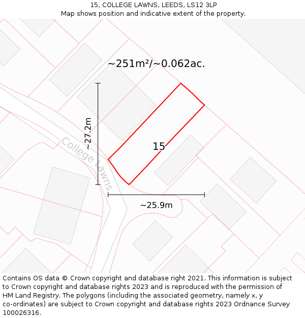 15, COLLEGE LAWNS, LEEDS, LS12 3LP: Plot and title map