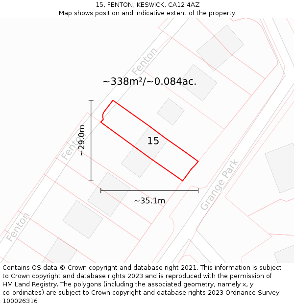 15, FENTON, KESWICK, CA12 4AZ: Plot and title map