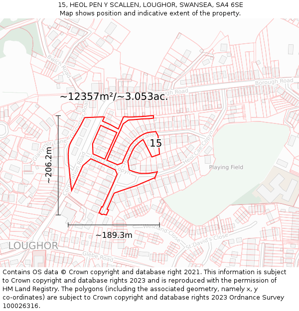 15, HEOL PEN Y SCALLEN, LOUGHOR, SWANSEA, SA4 6SE: Plot and title map