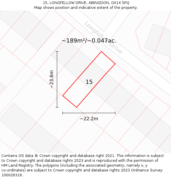 15, LONGFELLOW DRIVE, ABINGDON, OX14 5PQ: Plot and title map