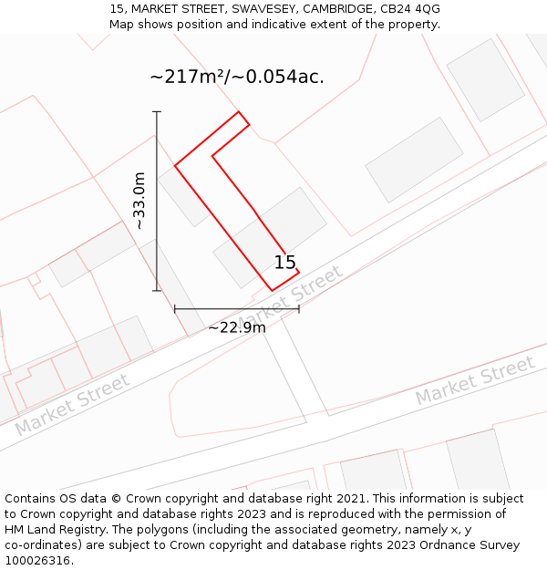 15, MARKET STREET, SWAVESEY, CAMBRIDGE, CB24 4QG: Plot and title map