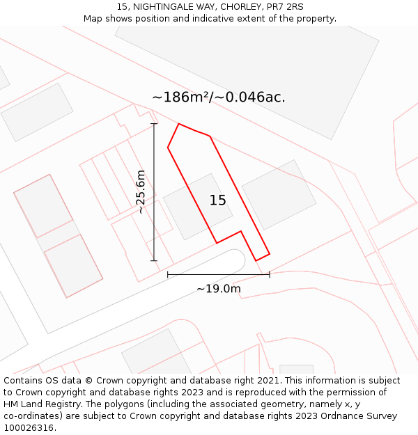 15, NIGHTINGALE WAY, CHORLEY, PR7 2RS: Plot and title map