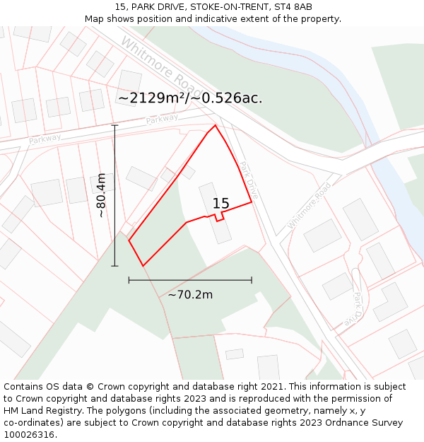 15, PARK DRIVE, STOKE-ON-TRENT, ST4 8AB: Plot and title map