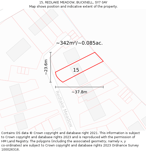 15, REDLAKE MEADOW, BUCKNELL, SY7 0AY: Plot and title map