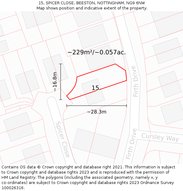 15, SPICER CLOSE, BEESTON, NOTTINGHAM, NG9 6NW: Plot and title map