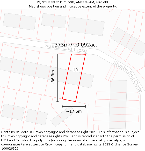 15, STUBBS END CLOSE, AMERSHAM, HP6 6EU: Plot and title map