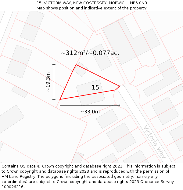 15, VICTORIA WAY, NEW COSTESSEY, NORWICH, NR5 0NR: Plot and title map