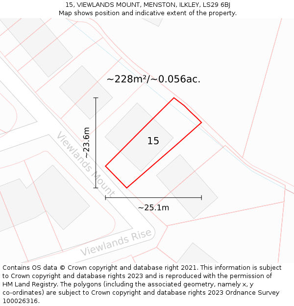 15, VIEWLANDS MOUNT, MENSTON, ILKLEY, LS29 6BJ: Plot and title map