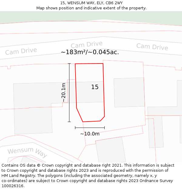 15, WENSUM WAY, ELY, CB6 2WY: Plot and title map