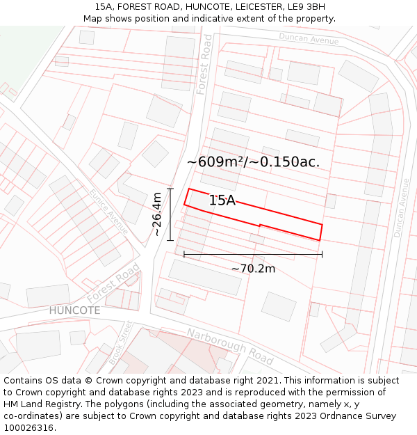 15A, FOREST ROAD, HUNCOTE, LEICESTER, LE9 3BH: Plot and title map