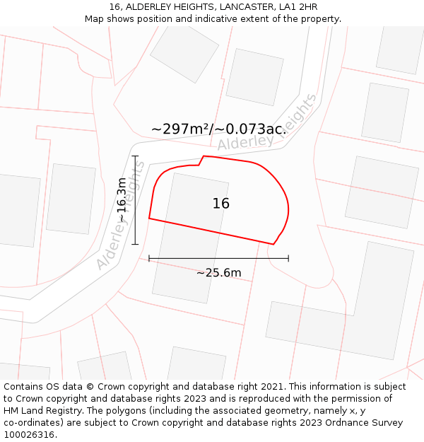 16, ALDERLEY HEIGHTS, LANCASTER, LA1 2HR: Plot and title map