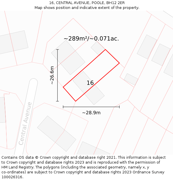 16, CENTRAL AVENUE, POOLE, BH12 2ER: Plot and title map