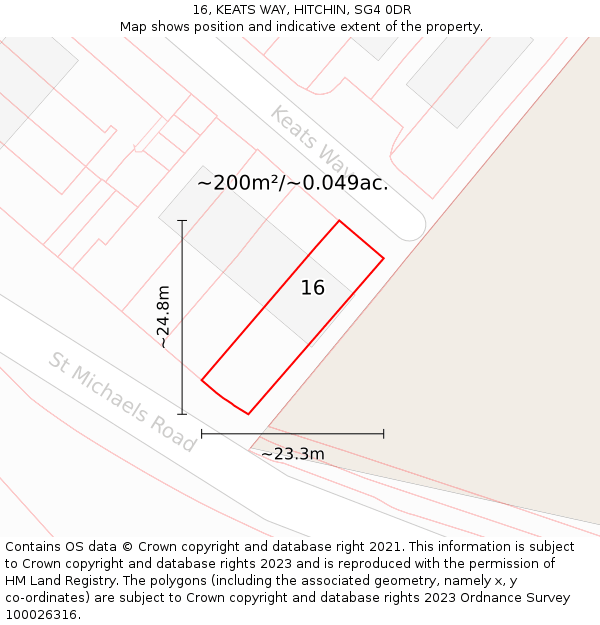 16, KEATS WAY, HITCHIN, SG4 0DR: Plot and title map