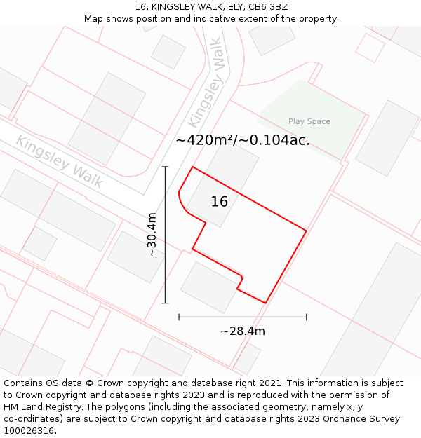 16, KINGSLEY WALK, ELY, CB6 3BZ: Plot and title map