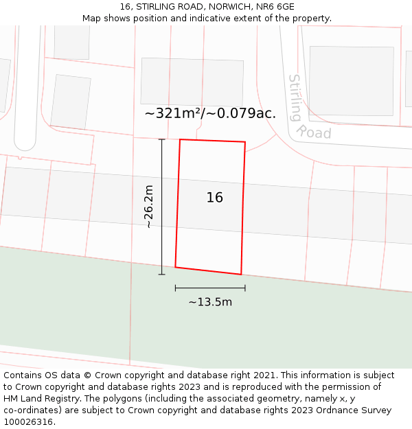 16, STIRLING ROAD, NORWICH, NR6 6GE: Plot and title map
