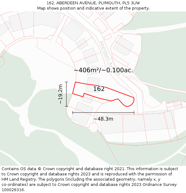 162, ABERDEEN AVENUE, PLYMOUTH, PL5 3UW: Plot and title map