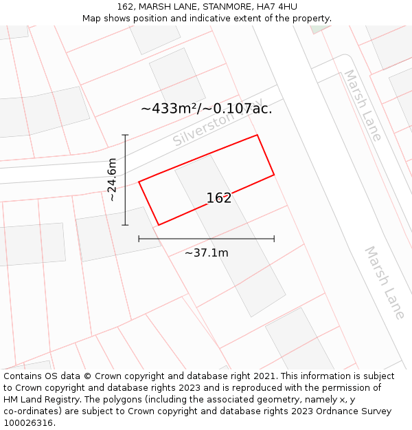 162, MARSH LANE, STANMORE, HA7 4HU: Plot and title map