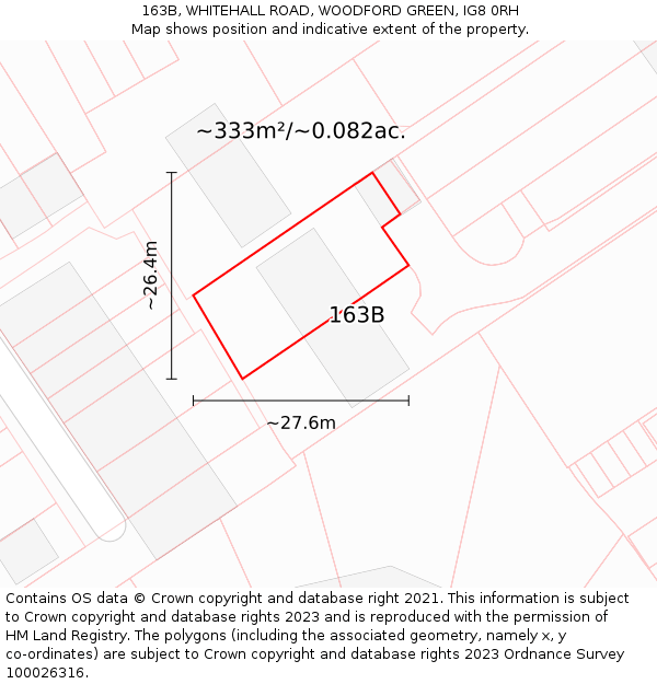 163B, WHITEHALL ROAD, WOODFORD GREEN, IG8 0RH: Plot and title map