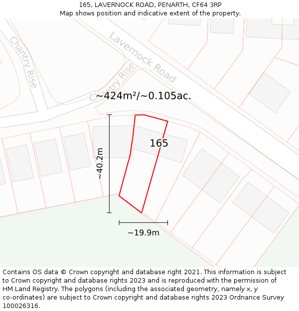 165, LAVERNOCK ROAD, PENARTH, CF64 3RP: Plot and title map