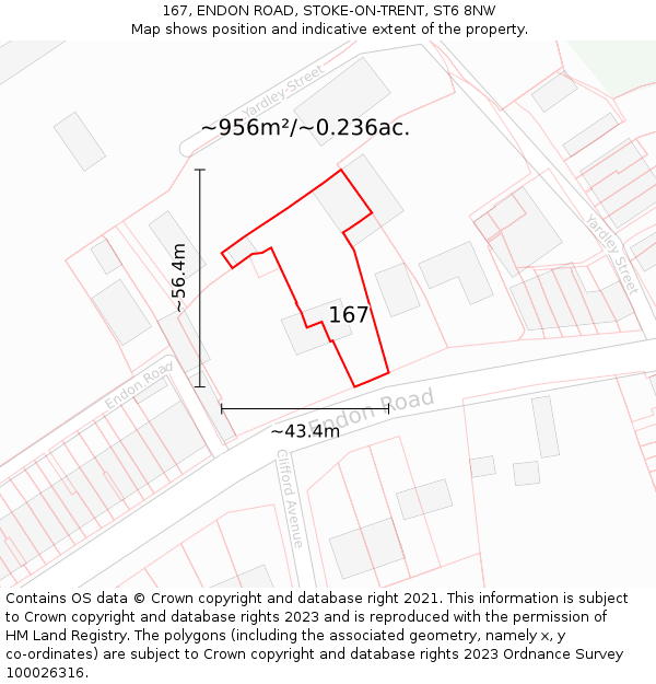 167, ENDON ROAD, STOKE-ON-TRENT, ST6 8NW: Plot and title map