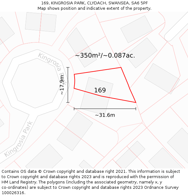 169, KINGROSIA PARK, CLYDACH, SWANSEA, SA6 5PF: Plot and title map