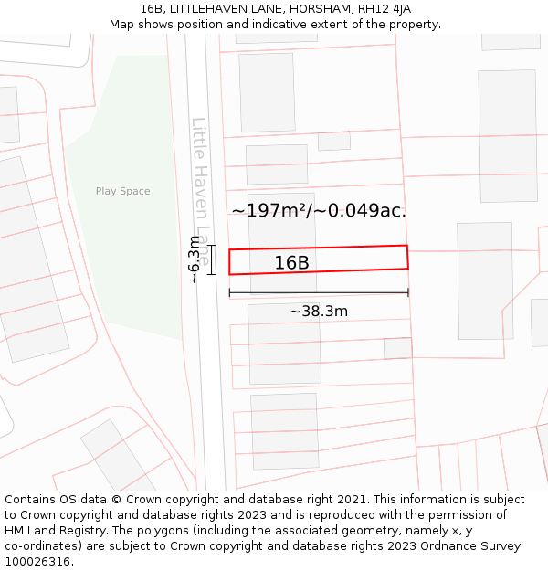 16B, LITTLEHAVEN LANE, HORSHAM, RH12 4JA: Plot and title map