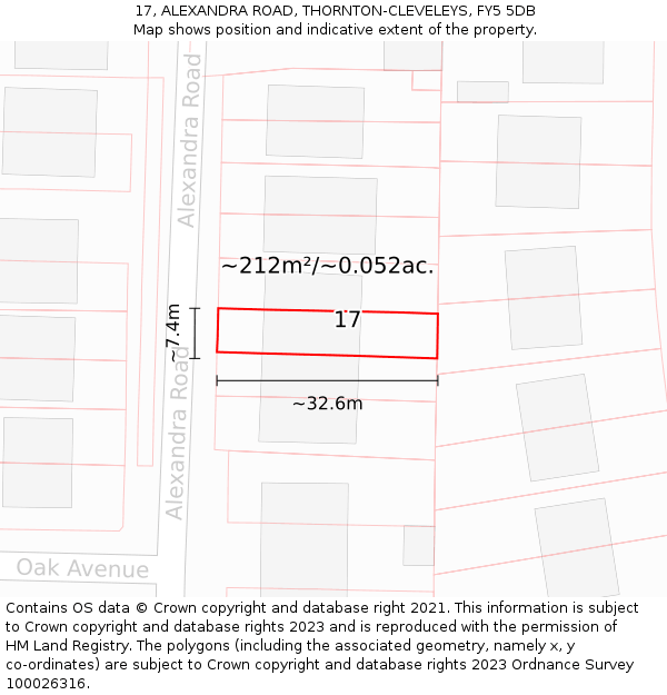 17, ALEXANDRA ROAD, THORNTON-CLEVELEYS, FY5 5DB: Plot and title map