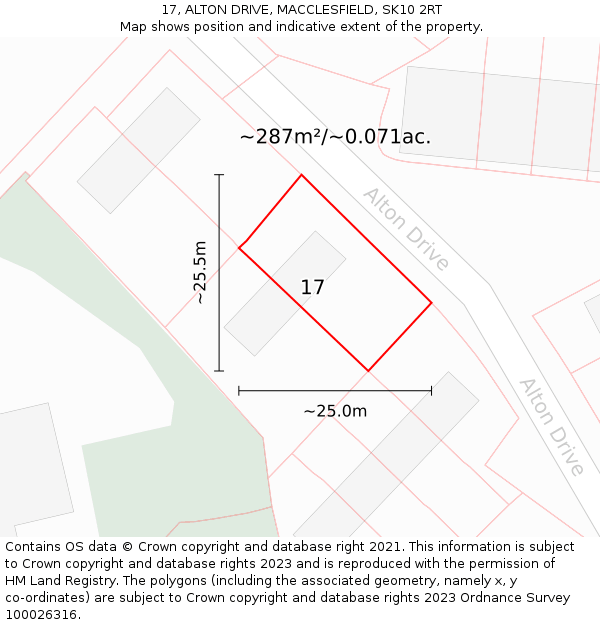 17, ALTON DRIVE, MACCLESFIELD, SK10 2RT: Plot and title map