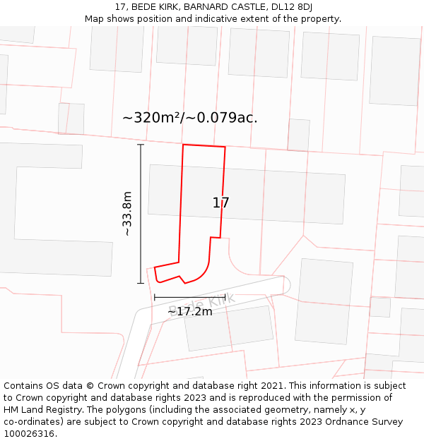 17, BEDE KIRK, BARNARD CASTLE, DL12 8DJ: Plot and title map