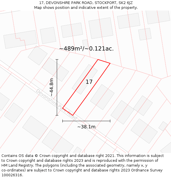 17, DEVONSHIRE PARK ROAD, STOCKPORT, SK2 6JZ: Plot and title map