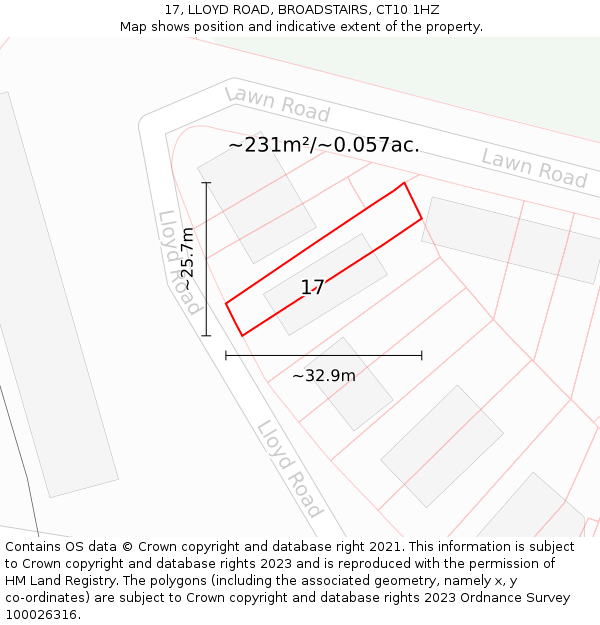 17, LLOYD ROAD, BROADSTAIRS, CT10 1HZ: Plot and title map