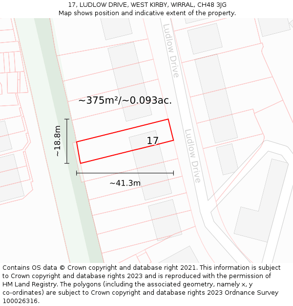 17, LUDLOW DRIVE, WEST KIRBY, WIRRAL, CH48 3JG: Plot and title map