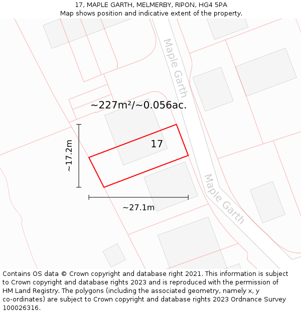 17, MAPLE GARTH, MELMERBY, RIPON, HG4 5PA: Plot and title map