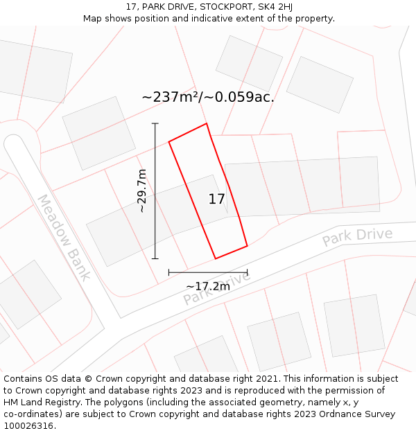 17, PARK DRIVE, STOCKPORT, SK4 2HJ: Plot and title map