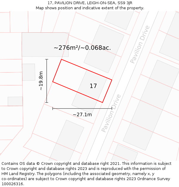 17, PAVILION DRIVE, LEIGH-ON-SEA, SS9 3JR: Plot and title map