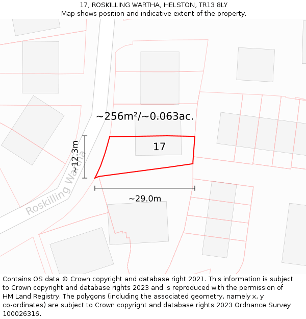 17, ROSKILLING WARTHA, HELSTON, TR13 8LY: Plot and title map