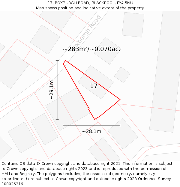 17, ROXBURGH ROAD, BLACKPOOL, FY4 5NU: Plot and title map