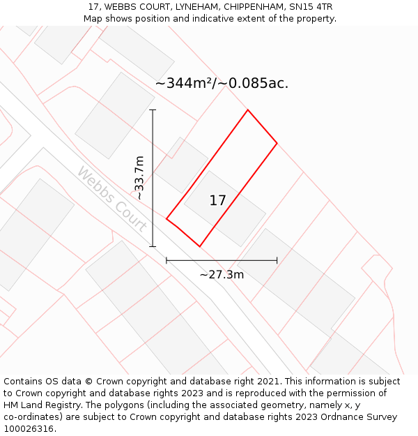 17, WEBBS COURT, LYNEHAM, CHIPPENHAM, SN15 4TR: Plot and title map