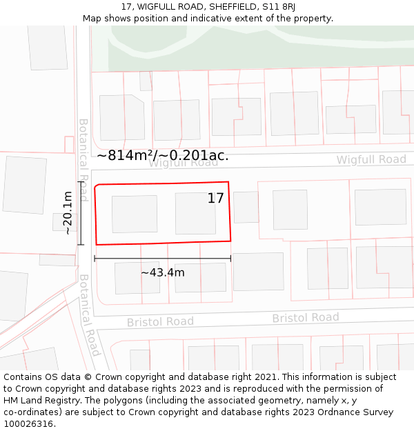 17, WIGFULL ROAD, SHEFFIELD, S11 8RJ: Plot and title map