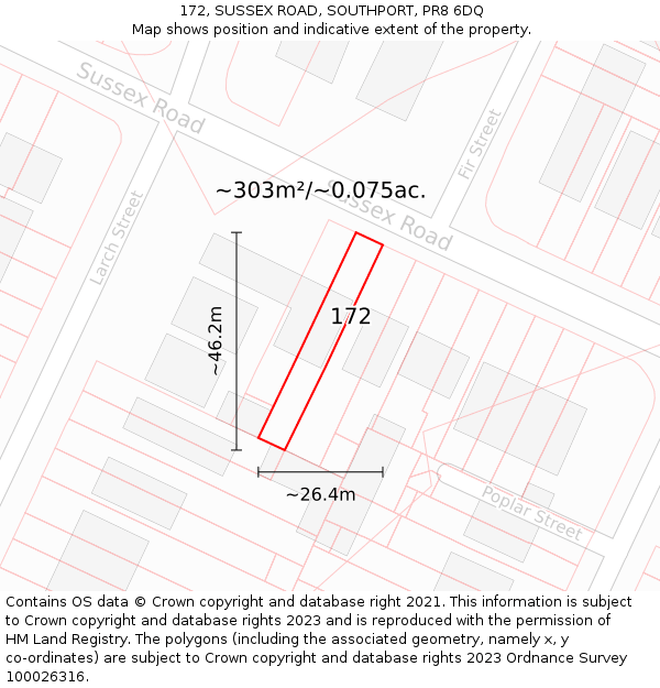 172, SUSSEX ROAD, SOUTHPORT, PR8 6DQ: Plot and title map