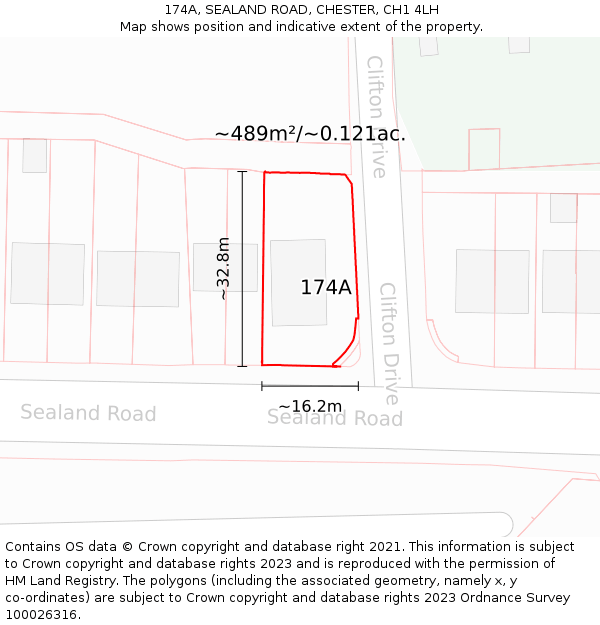 174A, SEALAND ROAD, CHESTER, CH1 4LH: Plot and title map