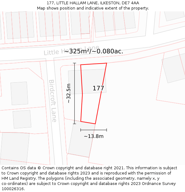 177, LITTLE HALLAM LANE, ILKESTON, DE7 4AA: Plot and title map