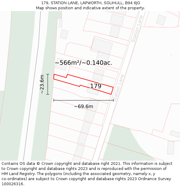 179, STATION LANE, LAPWORTH, SOLIHULL, B94 6JG: Plot and title map