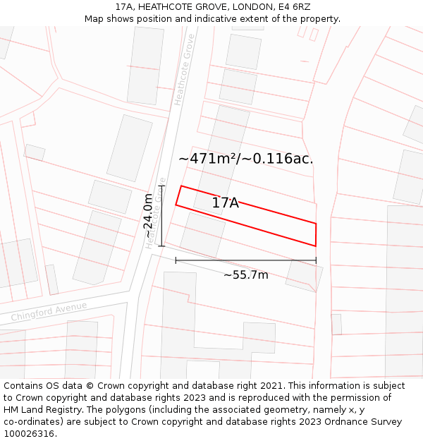 17A, HEATHCOTE GROVE, LONDON, E4 6RZ: Plot and title map