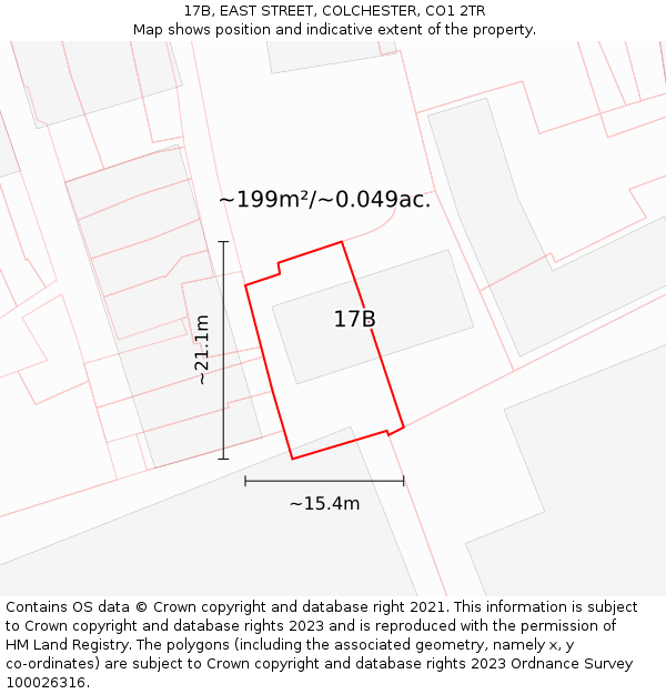 17B, EAST STREET, COLCHESTER, CO1 2TR: Plot and title map