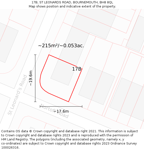 17B, ST LEONARDS ROAD, BOURNEMOUTH, BH8 8QL: Plot and title map