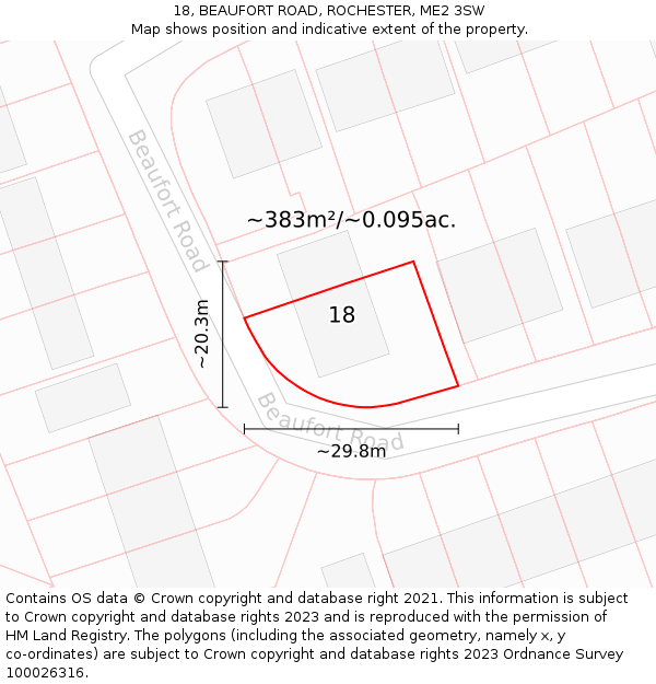 18, BEAUFORT ROAD, ROCHESTER, ME2 3SW: Plot and title map