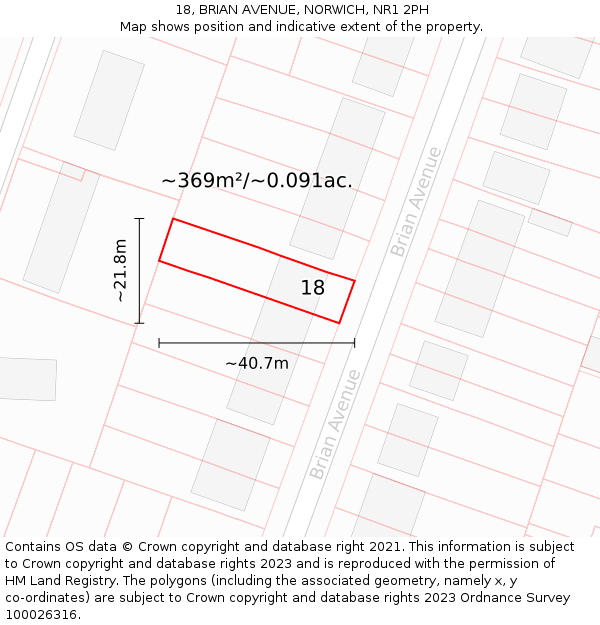 18, BRIAN AVENUE, NORWICH, NR1 2PH: Plot and title map