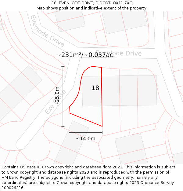 18, EVENLODE DRIVE, DIDCOT, OX11 7XG: Plot and title map