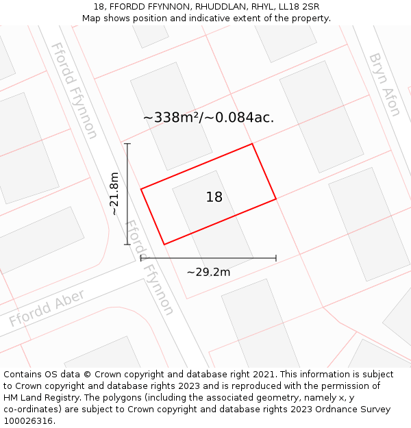 18, FFORDD FFYNNON, RHUDDLAN, RHYL, LL18 2SR: Plot and title map